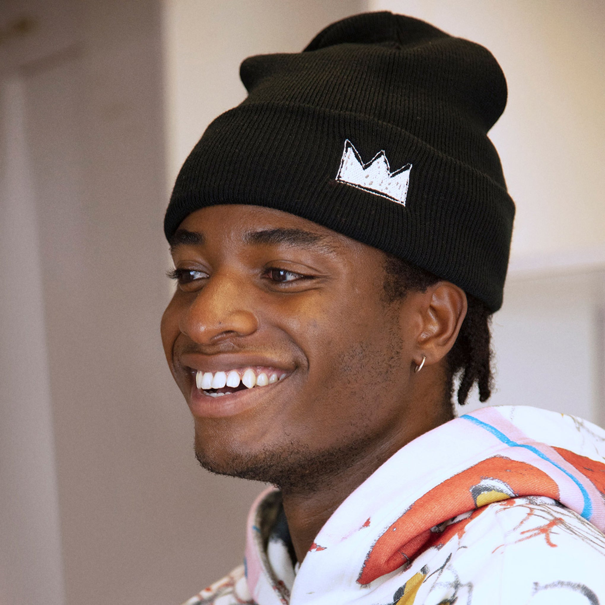 Jean-Michel Basquiat Crown Embroidered Beanie Hat