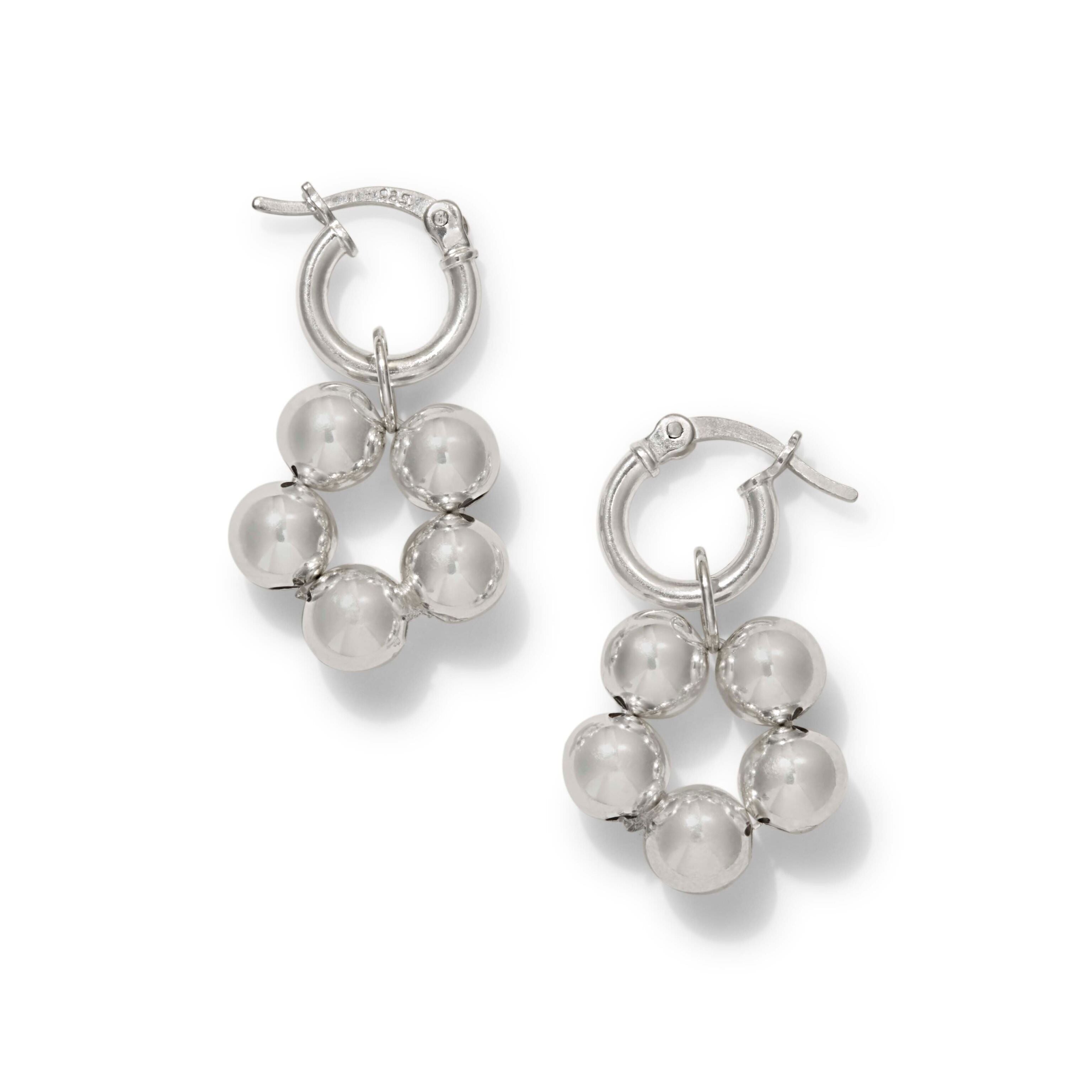 Yam Sterling Silver Flower Huggie Hoop Earrings
