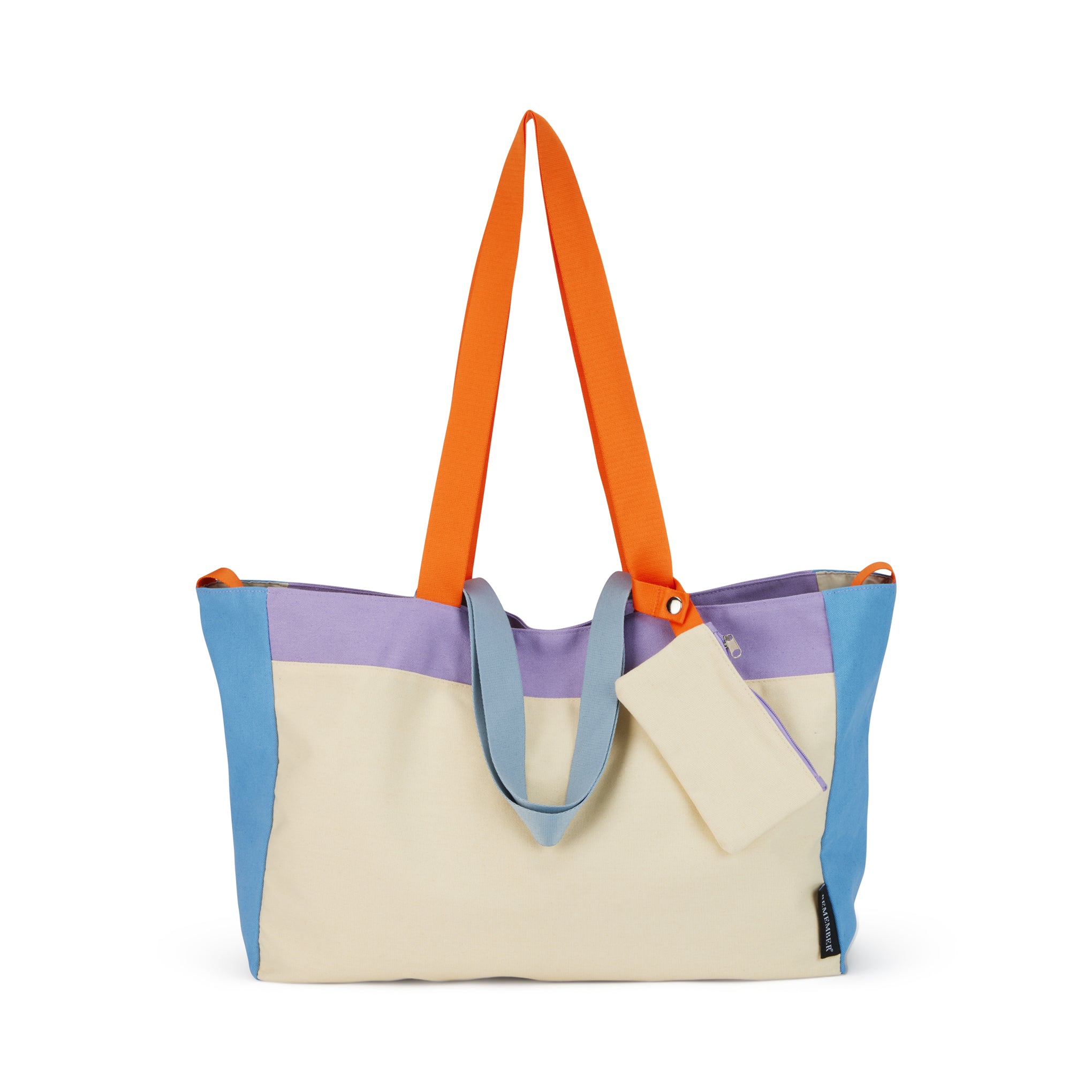Large Cotton Canvas Tote Bag with Detachable Pouch & Zip Pocket