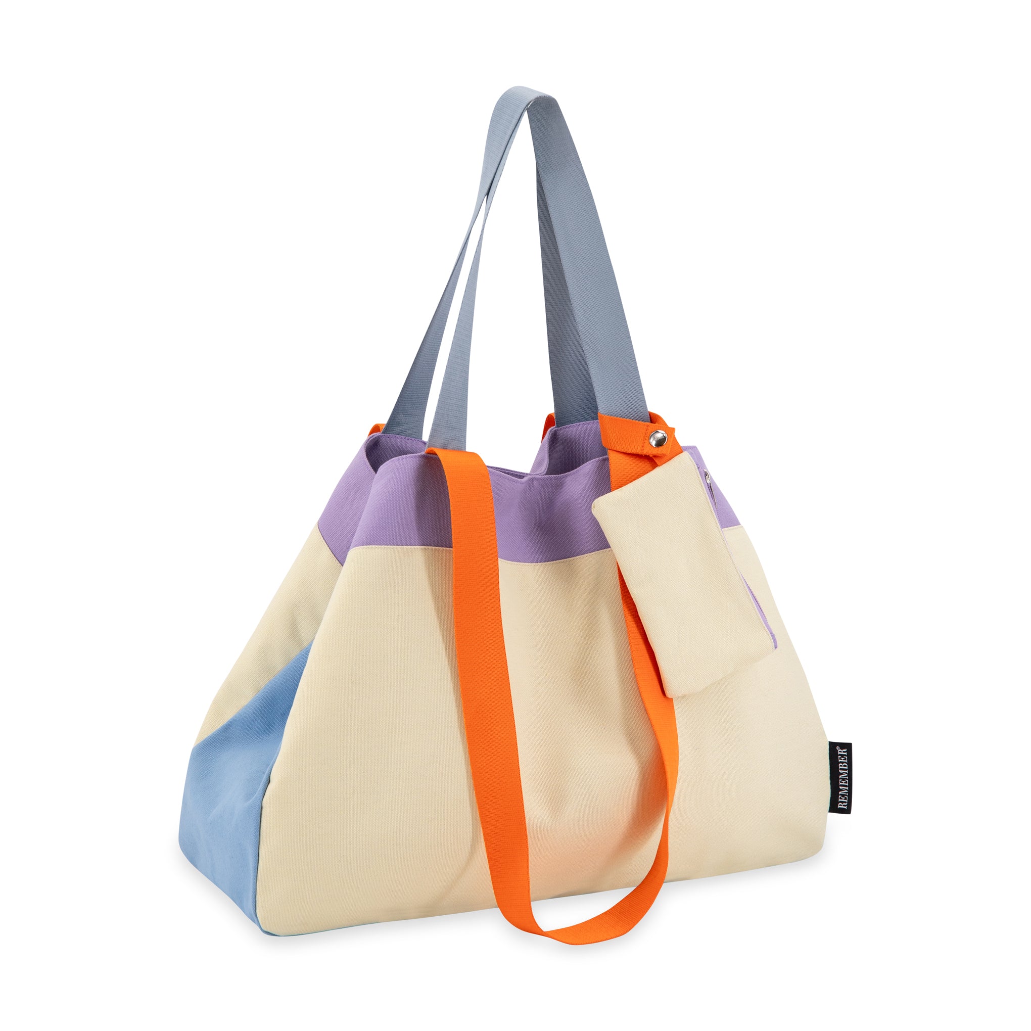 Large Cotton Canvas Tote Bag with Detachable Pouch & Zip Pocket