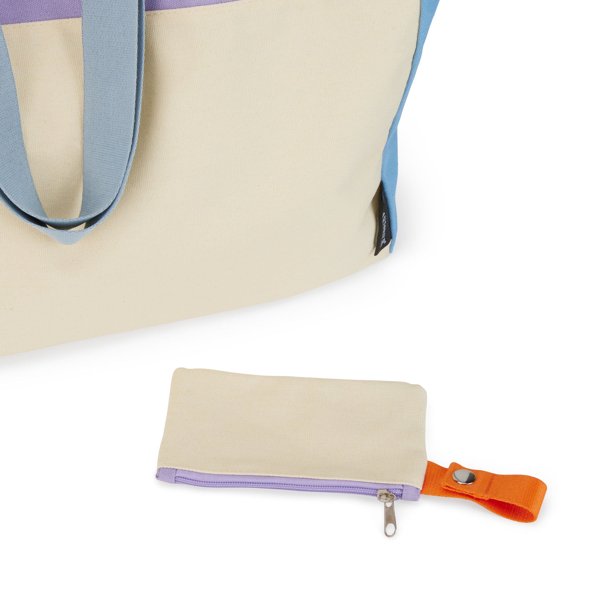 Large Cotton Canvas Tote Bag with Detachable Pouch & Zip Pocket
