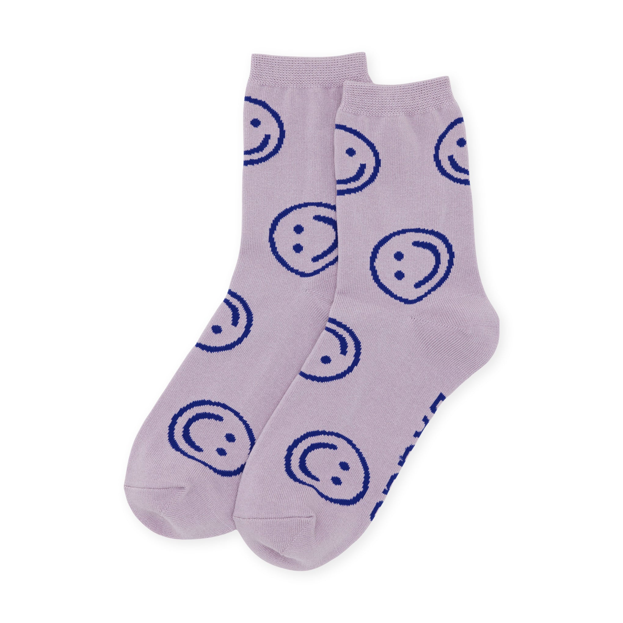Baggu Bamboo Crew Socks - Dusty Pink Happy Pattern