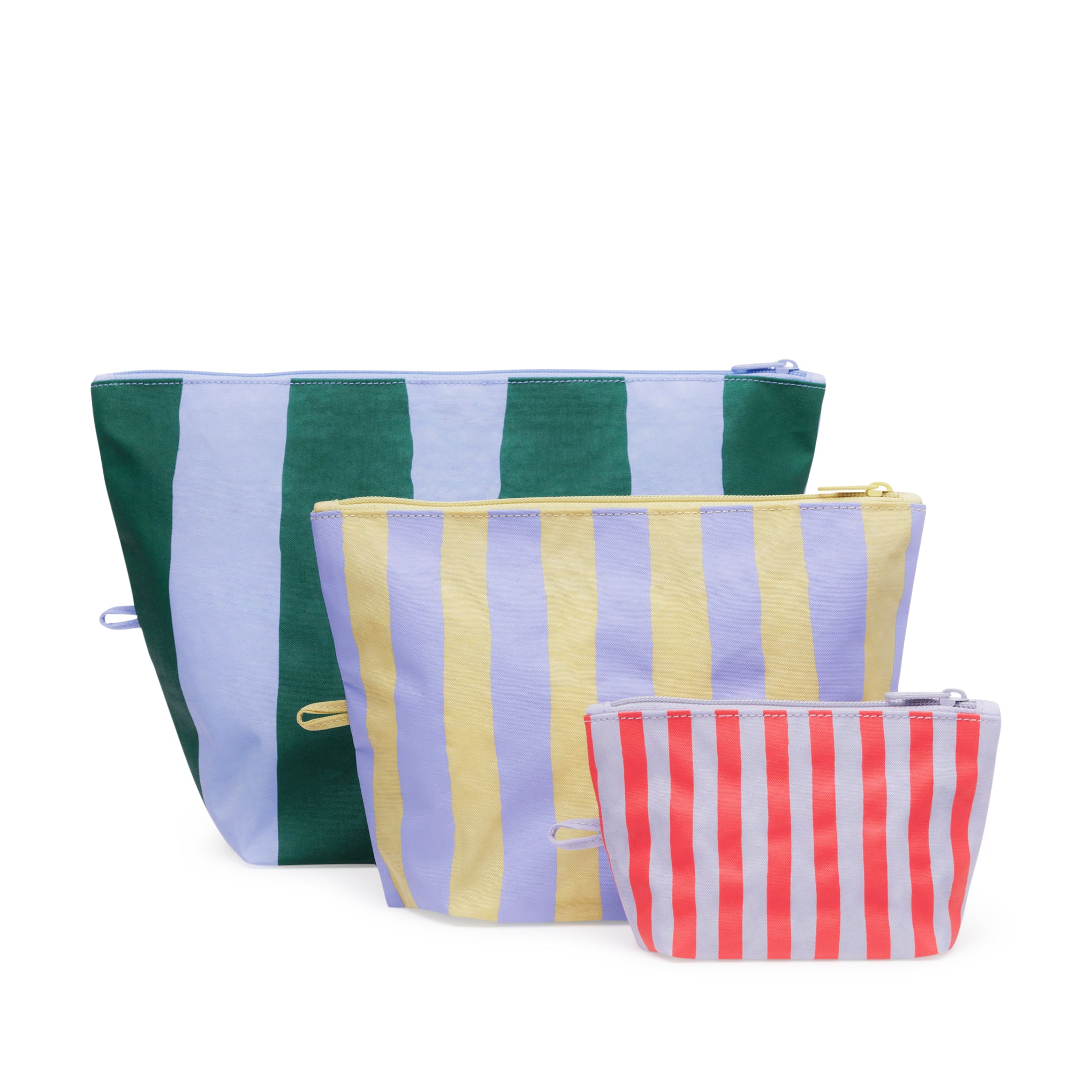 Baggu Recycled Nylon Pouch Set - 3 Sizes, Colorful Stripes