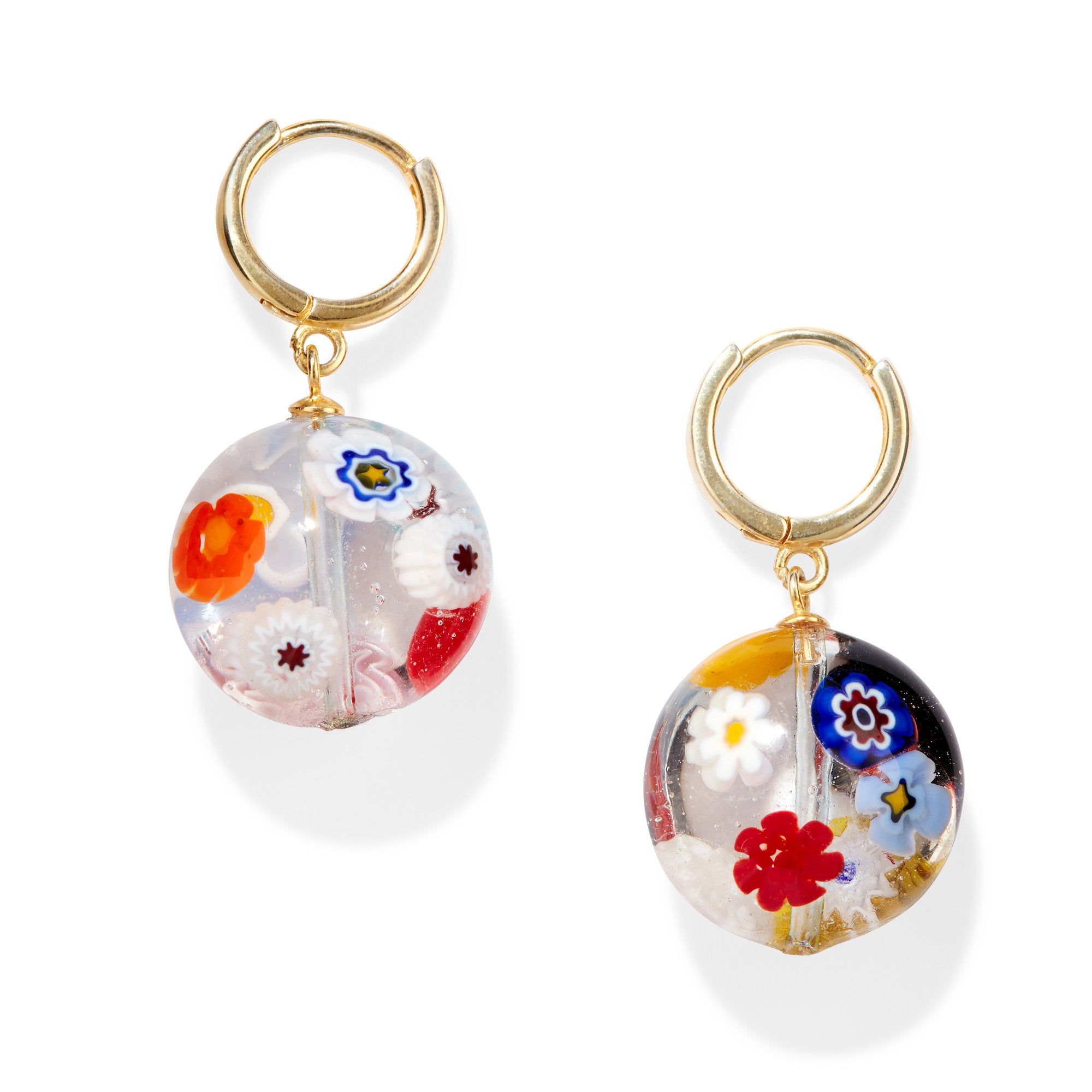 Yam Maddy Hoop Earrings – Gold-Plated Sterling Silver with Murano Beads