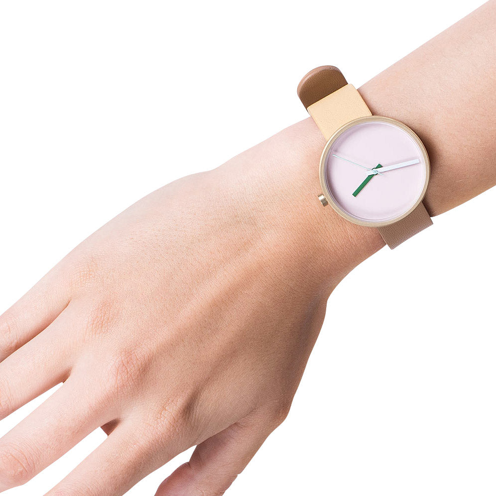 Multi Beige Leather Watch with Japanese Quartz Movement