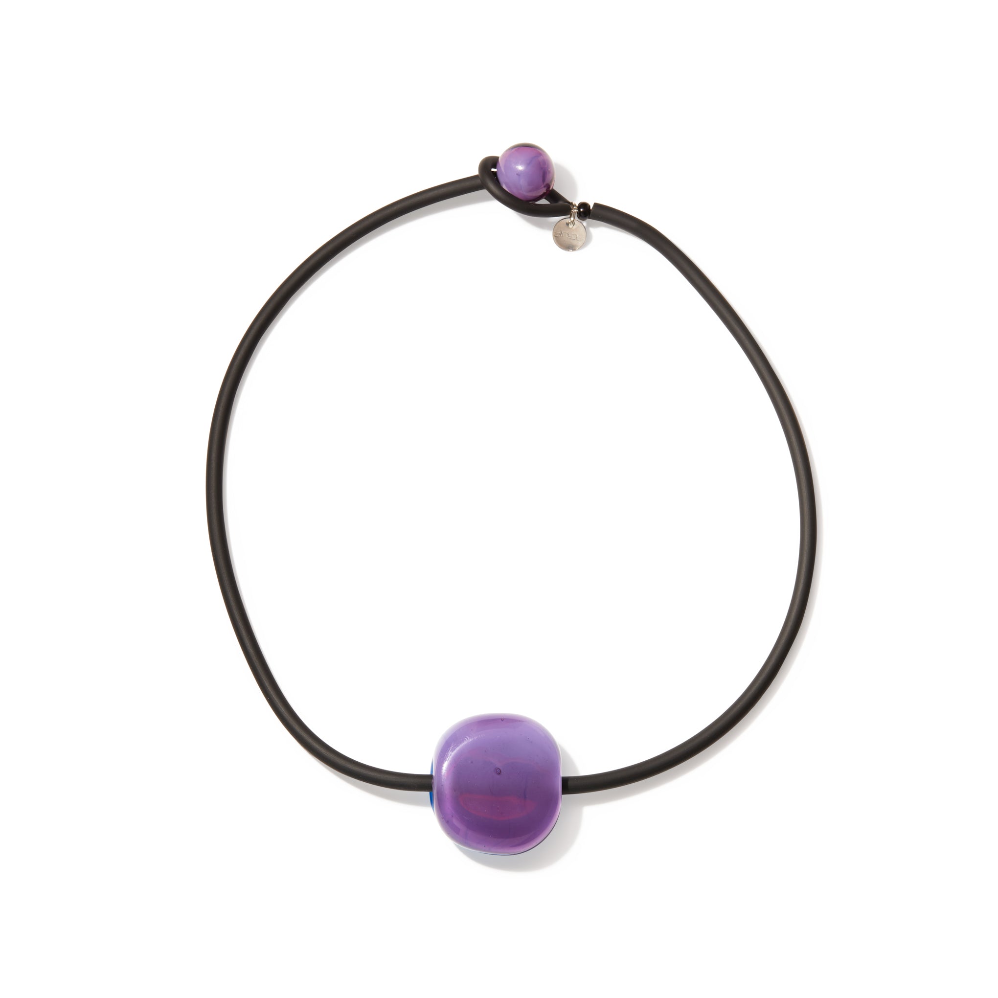 Sent Sisters Murano Glass Bonbon Necklace - Purple & Turquoise Handcrafted Bead