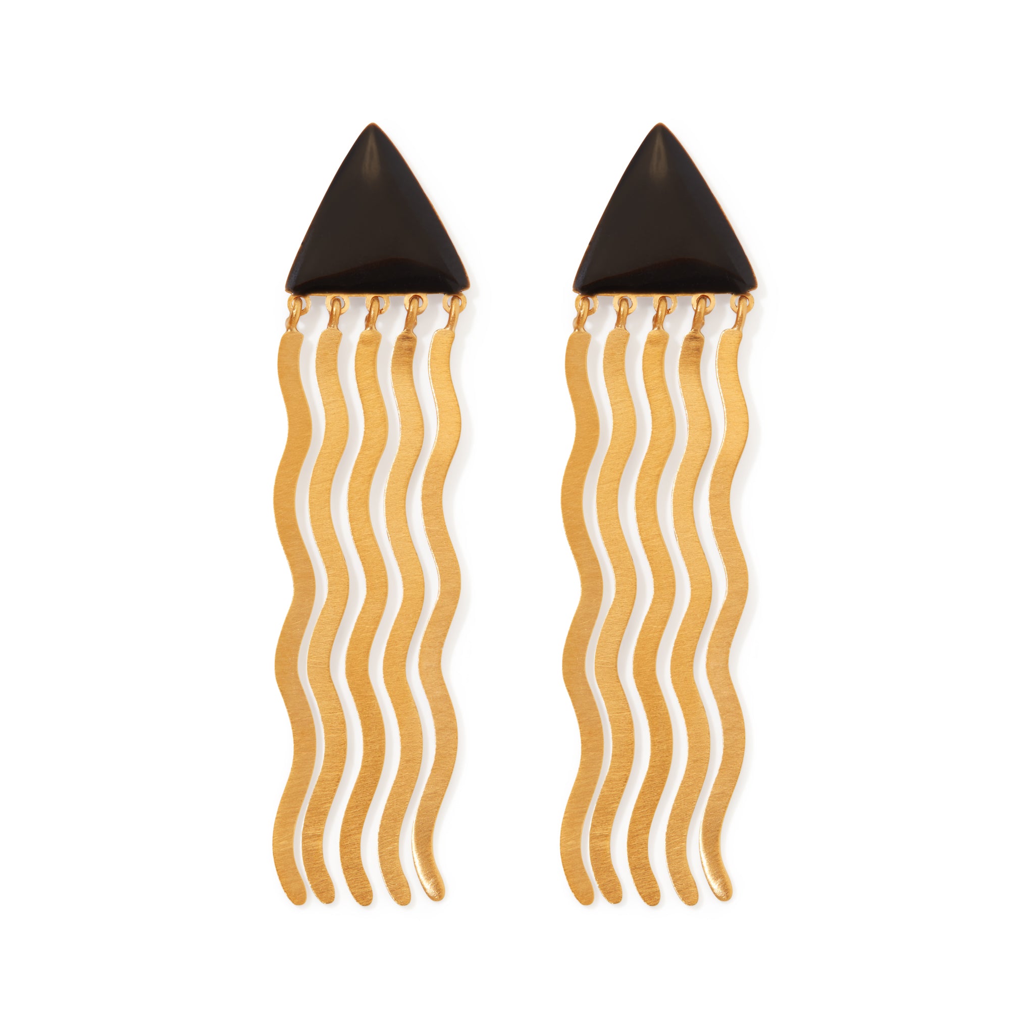 Joan Miró Gold-Plated Triangle Wave Earrings | Handcrafted Art Jewelry