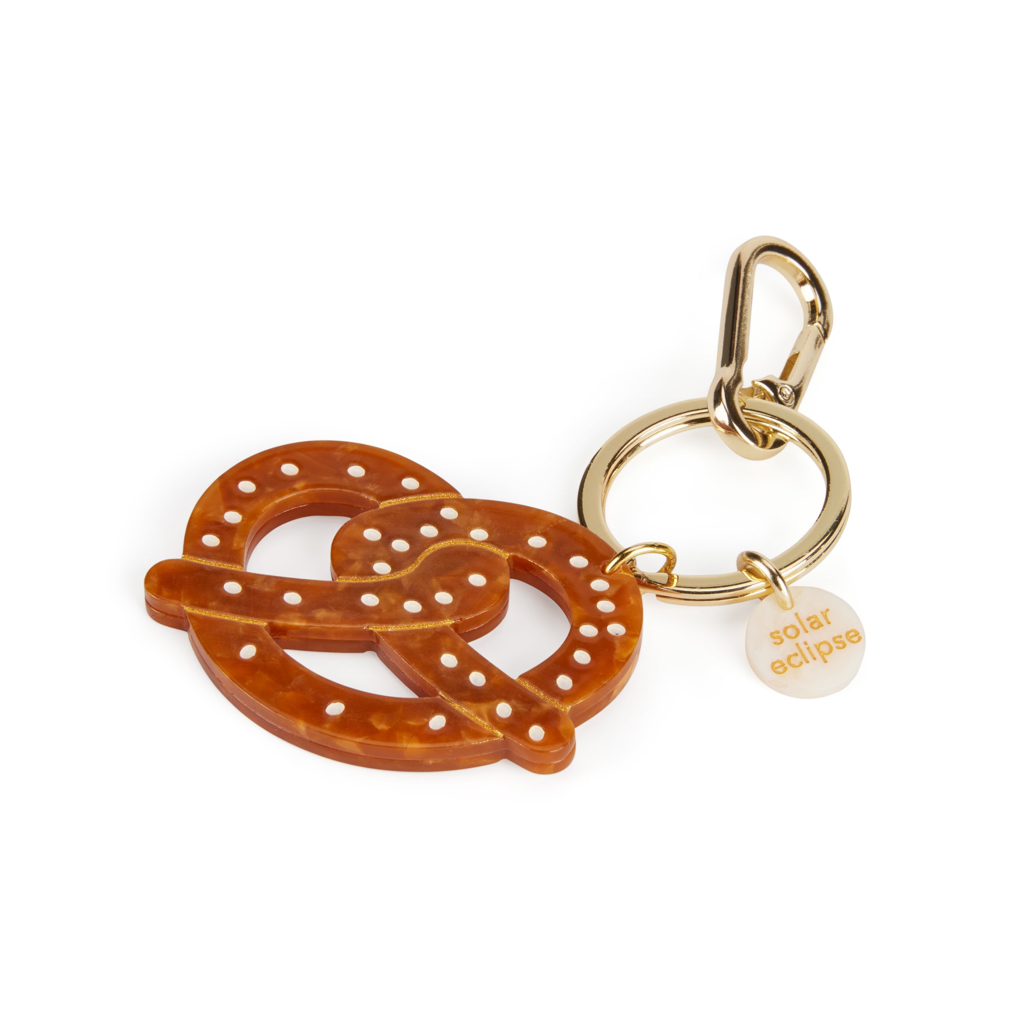 Solar Eclipse Pretzel Keyring Bag Charm - Hand-Painted & Eco-Friendly